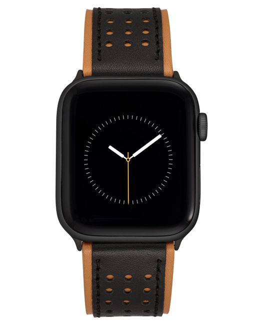 Vince Camuto and Brown Premium Leather Band with Perforated Design Compatible 42/44/45/Ultra/Ultra 2 Apple Watch