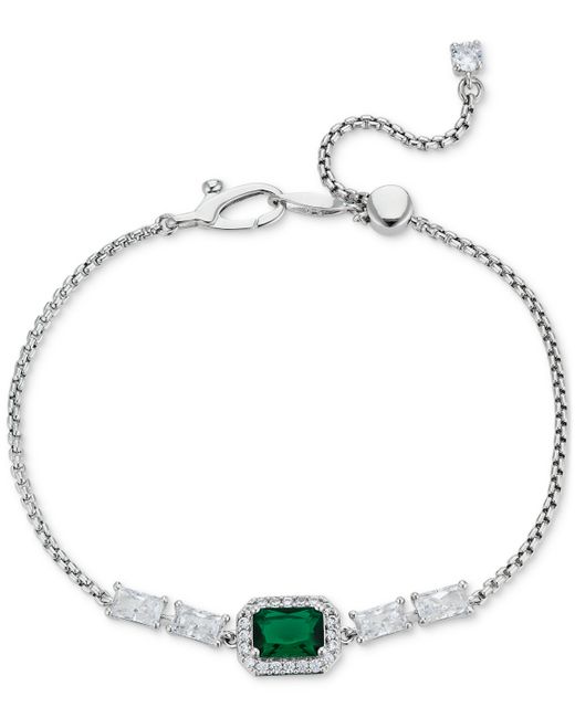 Eliot Danori Crystal Adjustable Slider Bracelet Silver