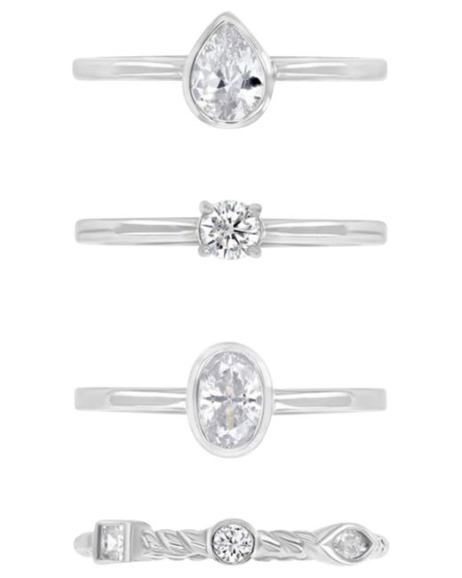 Macy's 4-Pc. Set Cubic Zirconia Mixed-Cut Bezel Claw Stack Rings