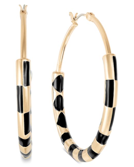 On 34th Gold-Tone Medium Accent Hoop Earrings 1.55 Created for