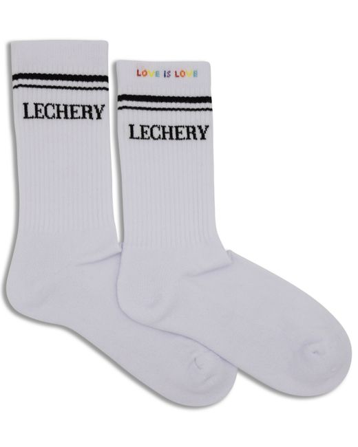 Lechery European Made Pride Varsity Striped Half-Crew Socks Black