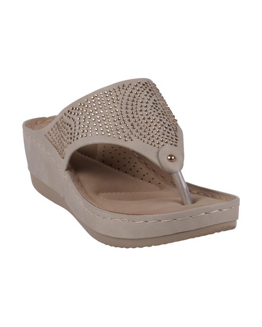 GC Shoes Embellished Thong Wedge Sandals