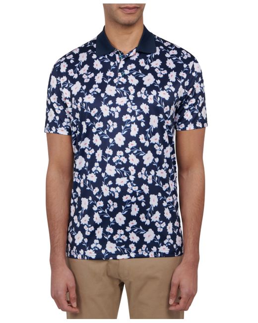 Society Of Threads Slim Fit Floral Print Performance Polo Shirt