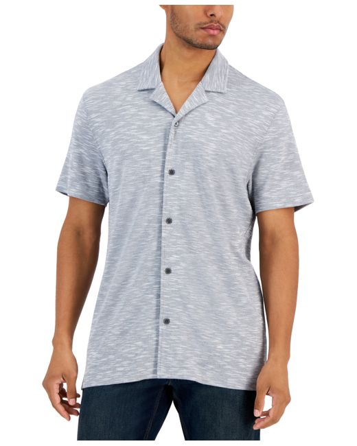 Alfani Slub Pique Textured Short-Sleeve Camp Collar Shirt Created for