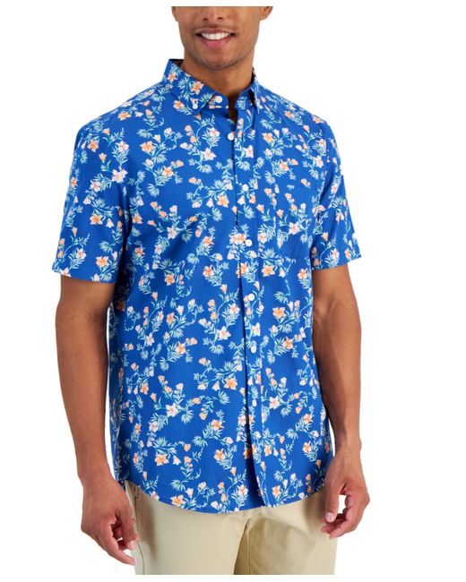 Club Room Hibiscus Floral Poplin Shirt Created for