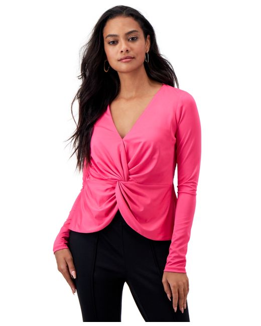 Bar III Petite Twist-Front Long-Sleeve Top Created for