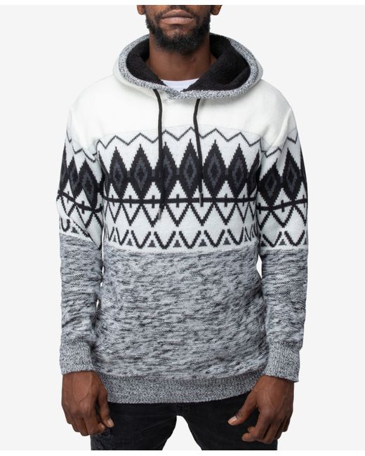 X-Ray Mens Blocked Pattern Hooded Sweater