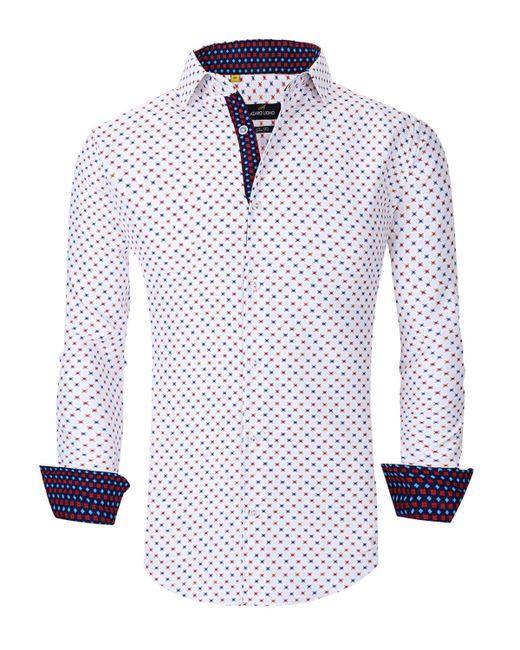 Azaro Uomo Slim Fit Business Nautical Button Down Dress Shirt