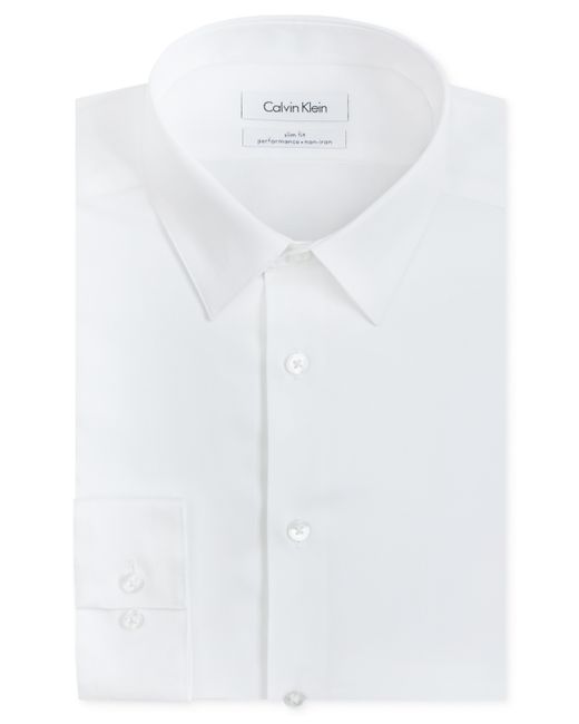 Calvin Klein Steel Slim-Fit Non-Iron Herringbone Dress Shirt