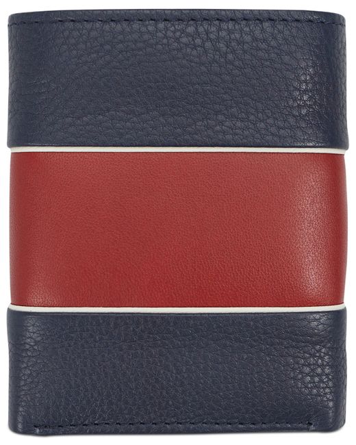 Tommy Hilfiger Rfid Trifold Wallet with Secret Zip Compartment Red