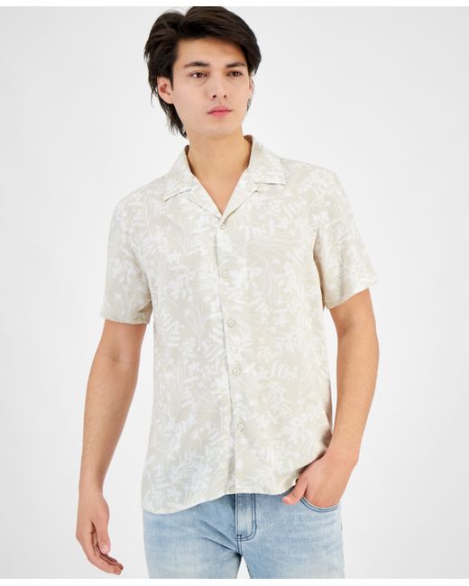 I.N.C. International Concepts Regular-Fit Botanical-Print Button-Down Camp Shirt Created for Macy