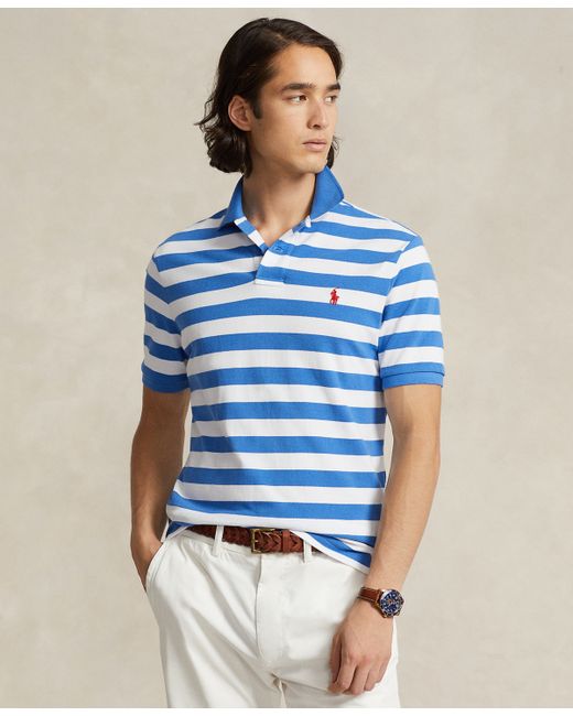 Polo Ralph Lauren Classic-Fit Striped Mesh Polo Shirt white