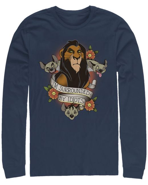 Fifth Sun Disney Lion King Scar Surrounded by Idiots Tattoo Long Sleeve T-Shirt