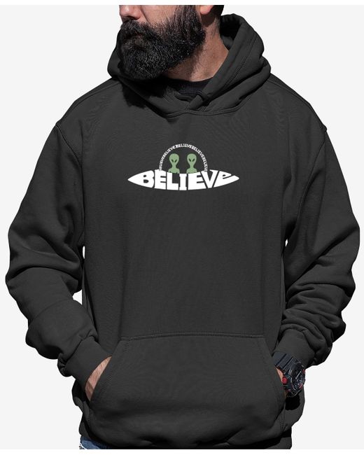 La Pop Art Believe Ufo Word Art Hooded Sweatshirt