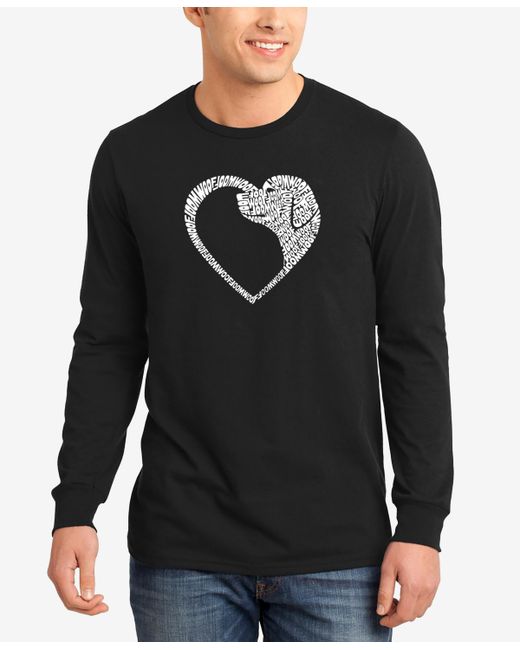 La Pop Art Dog Heart Word Art Long Sleeve T-shirt