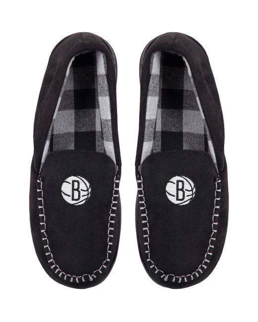 Foco Brooklyn Nets Team Logo Flannel Moccasin Slippers