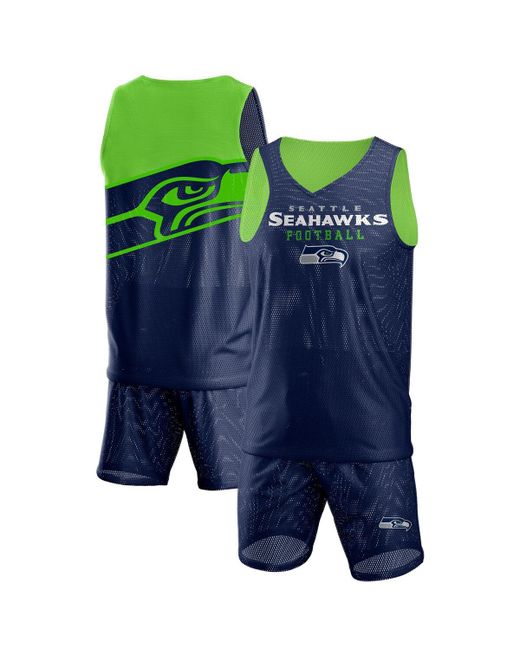 Foco College Seattle Seahawks Colorblock Mesh V-Neck Tank Top and Shorts Set