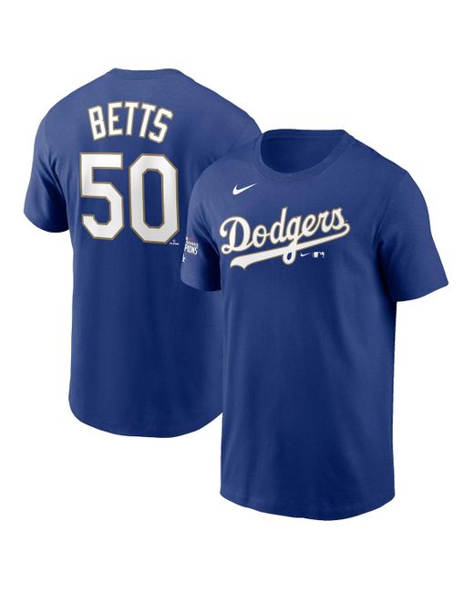 Nike Los Angeles Dodgers Gold Name and Number Player T-Shirt Mookie Betts