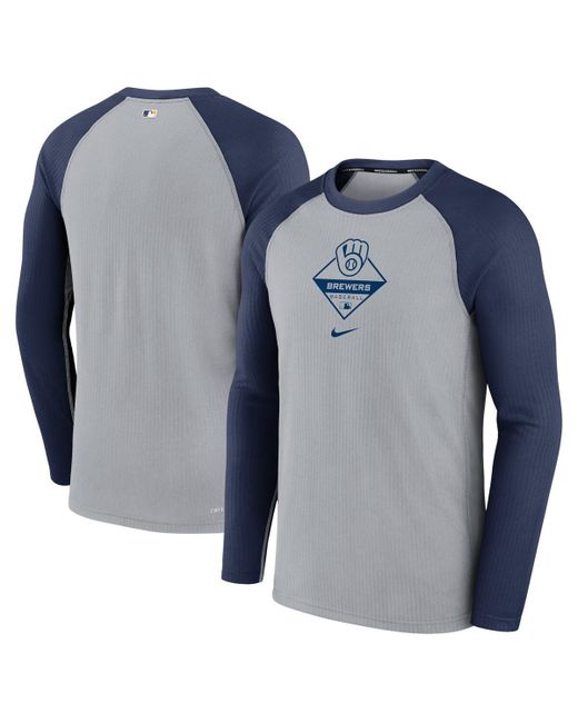 Nike Navy Milwaukee Brewers Game Authentic Collection Performance Raglan Long Sleeve T-shirt