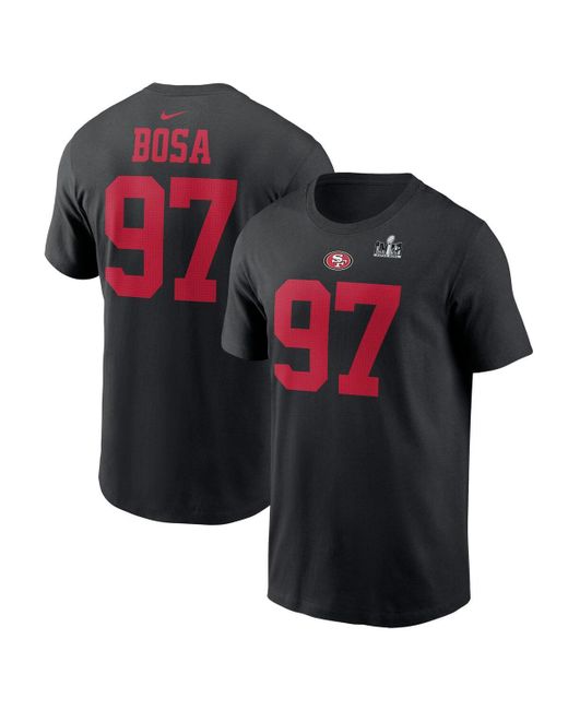 Nike Nick Bosa San Francisco 49ers Super Bowl Lviii Patch Player Name and Number T-shirt