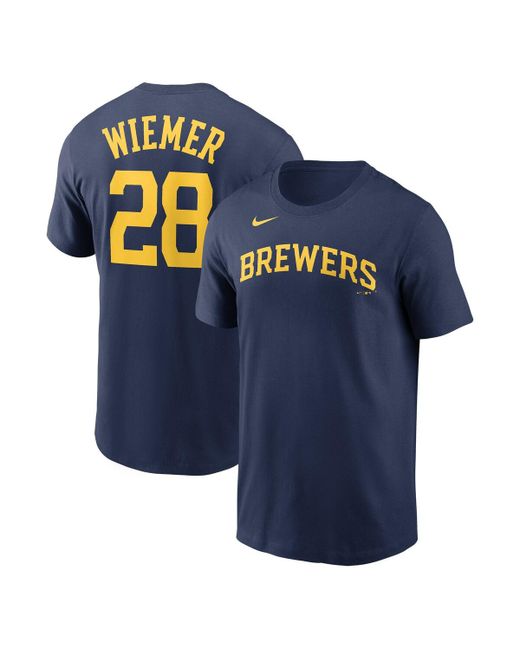 Nike Joey Wiemer Milwaukee Brewers Name and Number T-shirt