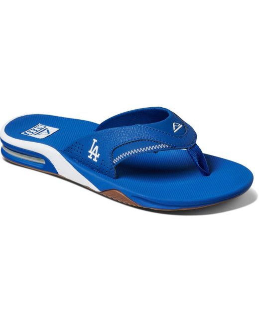 Reef Los Angeles Dodgers Fanning Bottle Opener Sandals