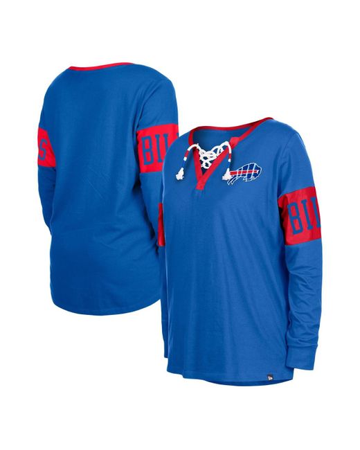 New Era Buffalo Bills Lace-Up Notch Neck Long Sleeve T-shirt