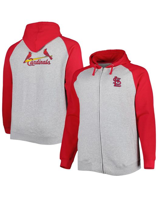 Profile Red St. Louis Cardinals Big and Tall Raglan Hoodie Full-Zip Sweatshirt