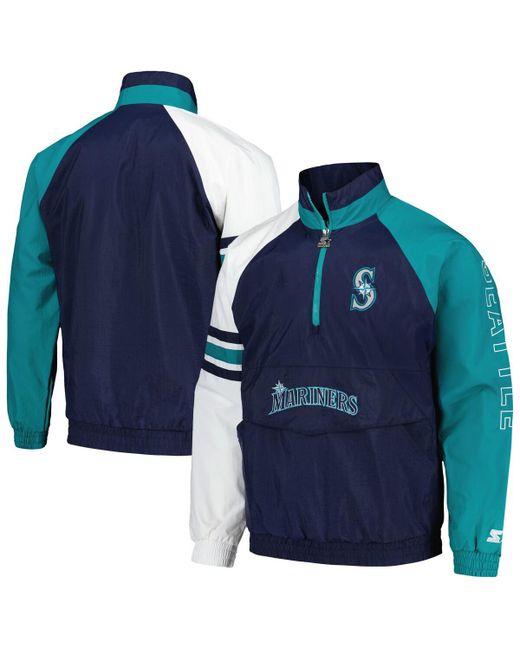 Starter White Seattle Mariners Elite Raglan Half-Zip Jacket