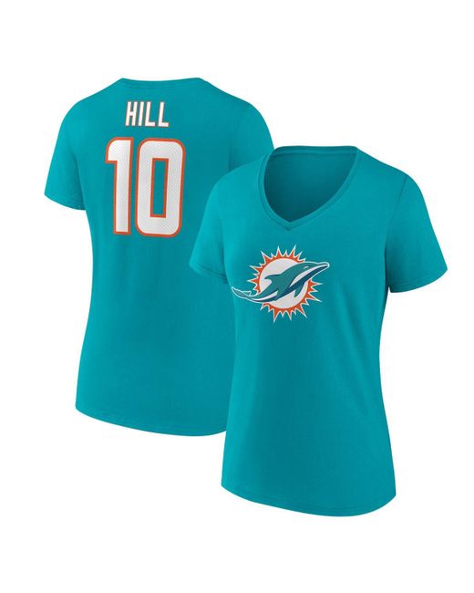 Fanatics Tyreek Hill Miami Dolphins Player Icon Name and Number V-Neck T-shirt