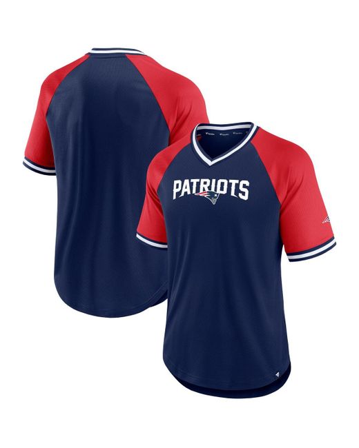 Fanatics Red New England Patriots Second Wind Raglan V-Neck T-shirt