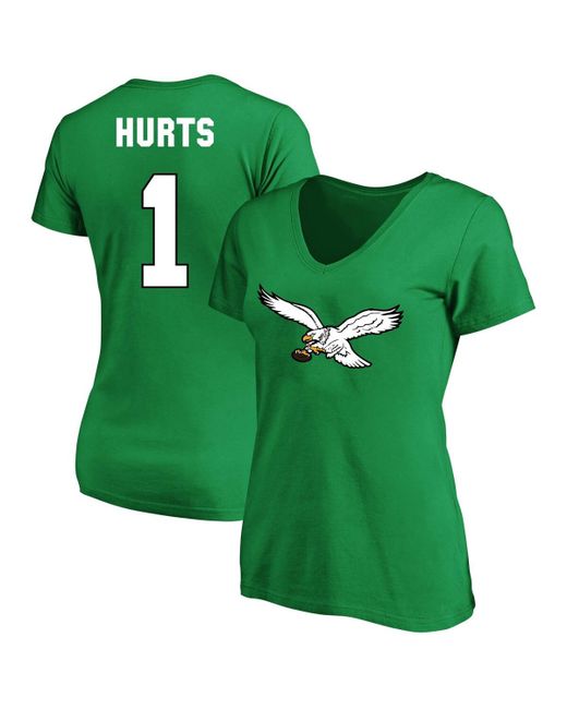 Fanatics Jalen Hurts Philadelphia Eagles Plus Throwback Player Name and Number V-Neck T-shirt