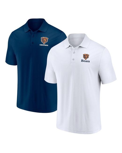 Fanatics Navy Distressed Chicago Bears Throwback Two-Pack Polo Shirt Set