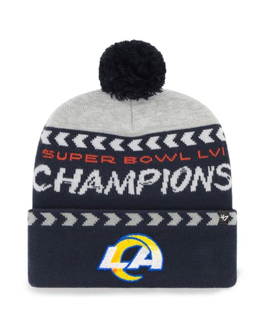 '47 Brand 47 Navy Los Angeles Rams Super Bowl Lvi Champions Clapboard Cuffed Pom Knit Hat
