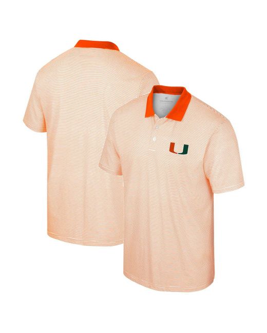 Colosseum Orange Miami Hurricanes Print Stripe Polo Shirt