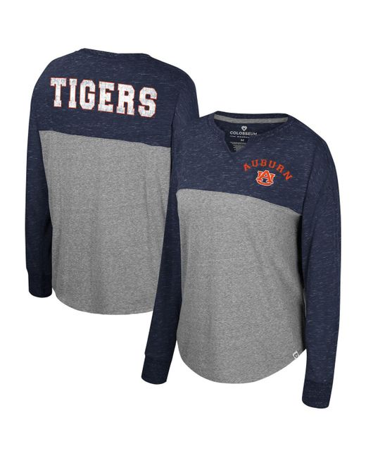 Colosseum Navy Distressed Auburn Tigers Jelly of the Month Oversized Tri-Blend Long Sleeve T-shirt