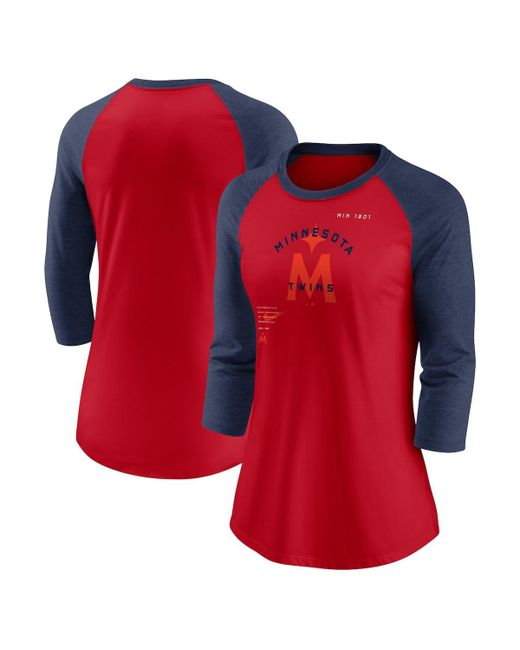 Nike Navy Minnesota Twins Next Up Tri-Blend Raglan 3/4 Sleeve T-shirt