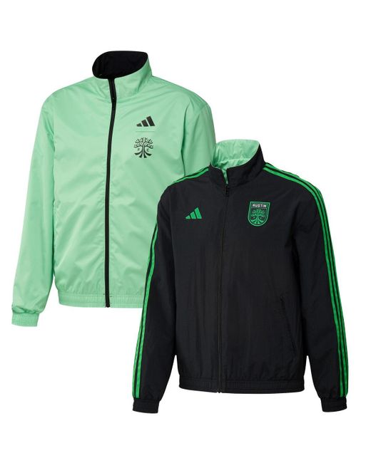Adidas and Green Austin Fc 2023 On-Field Anthem Full-Zip Reversible Team Jacket