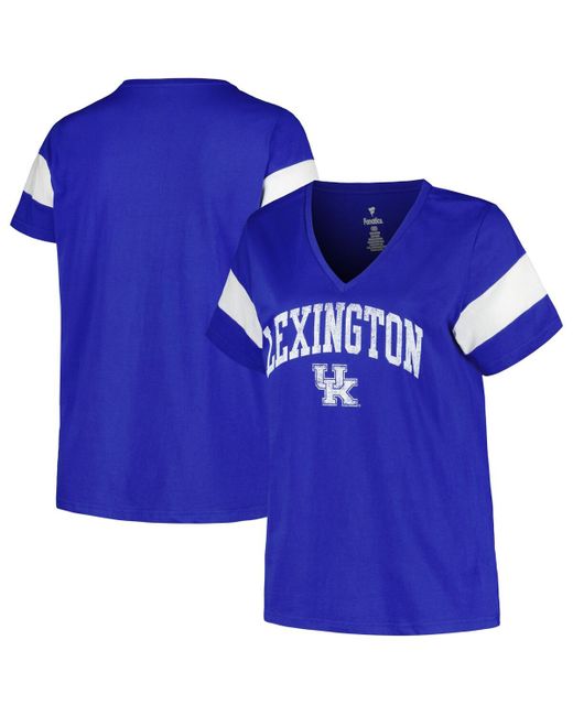 Profile Distressed Kentucky Wildcats Plus Arched City Sleeve Stripe V-Neck T-shirt