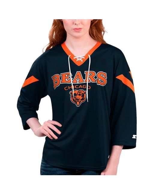 Starter Chicago Bears Rally Lace-Up 3/4 Sleeve T-shirt