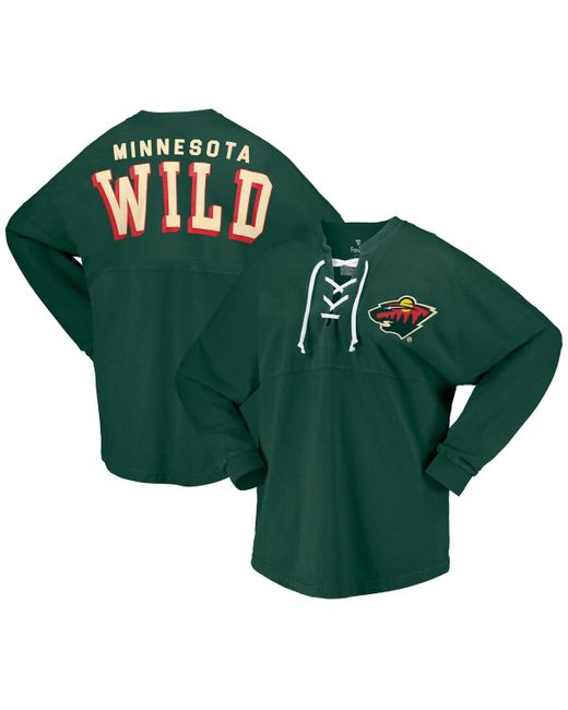 Fanatics Minnesota Wild Spirit Lace-Up V-Neck Long Sleeve Jersey T-shirt