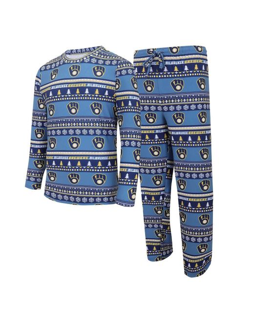 Concepts Sport Milwaukee Brewers Knit Ugly Sweater Long Sleeve Top and Pants Set