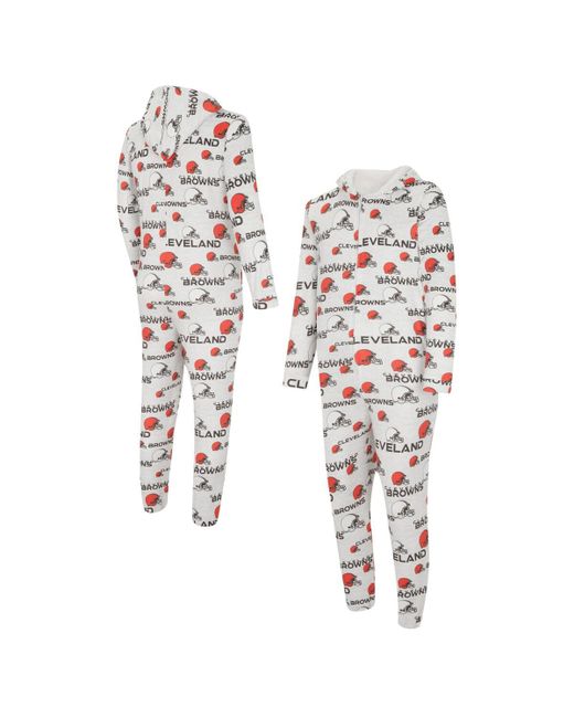Concepts Sport Cleveland Browns Allover Print Docket Union Full-Zip Hooded Pajama Suit