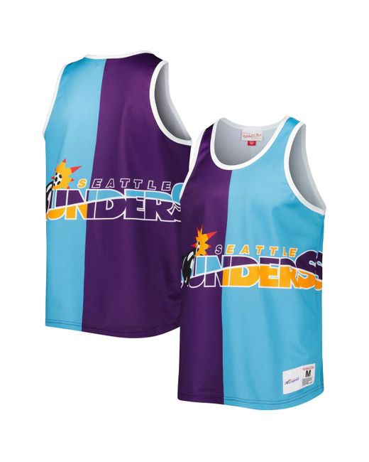 Mitchell & Ness Blue Seattle Sounders Fc Sublimated Split Logo Tank Top