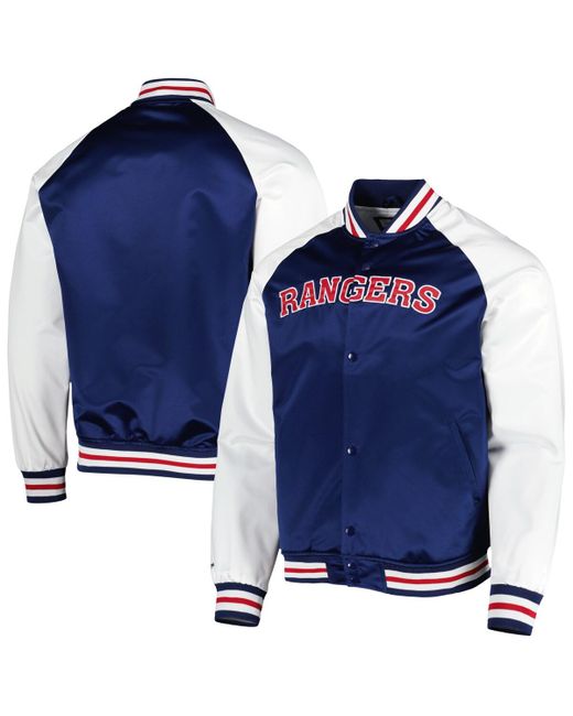 Mitchell & Ness White New York Rangers Primetime Raglan Satin Full-Snap Jacket