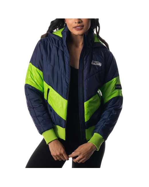 The Wild Collective College Seattle Seahawks Puffer Full-Zip Hoodie Jacket