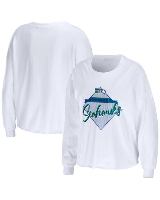 Wear By Erin Andrews Seattle Seahawks Domestic Cropped Long Sleeve T-shirt