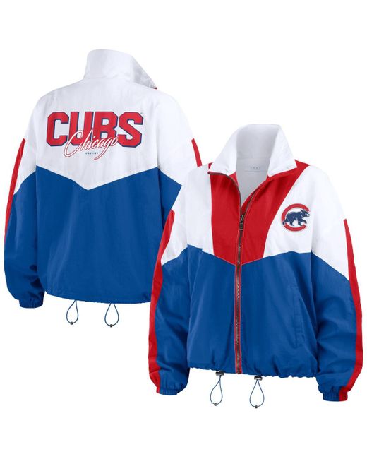 Wear By Erin Andrews Royal Chicago Cubs Block Full-Zip Windbreaker Jacket