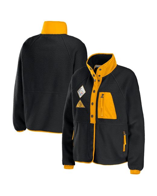 Wear By Erin Andrews Pittsburgh Steelers Polar Fleece Raglan Full-Snap Jacket