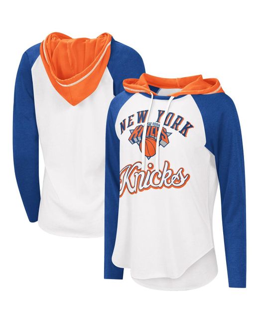 G-iii 4her By Carl Banks New York Knicks Mvp Raglan Hoodie Long Sleeve T-shirt